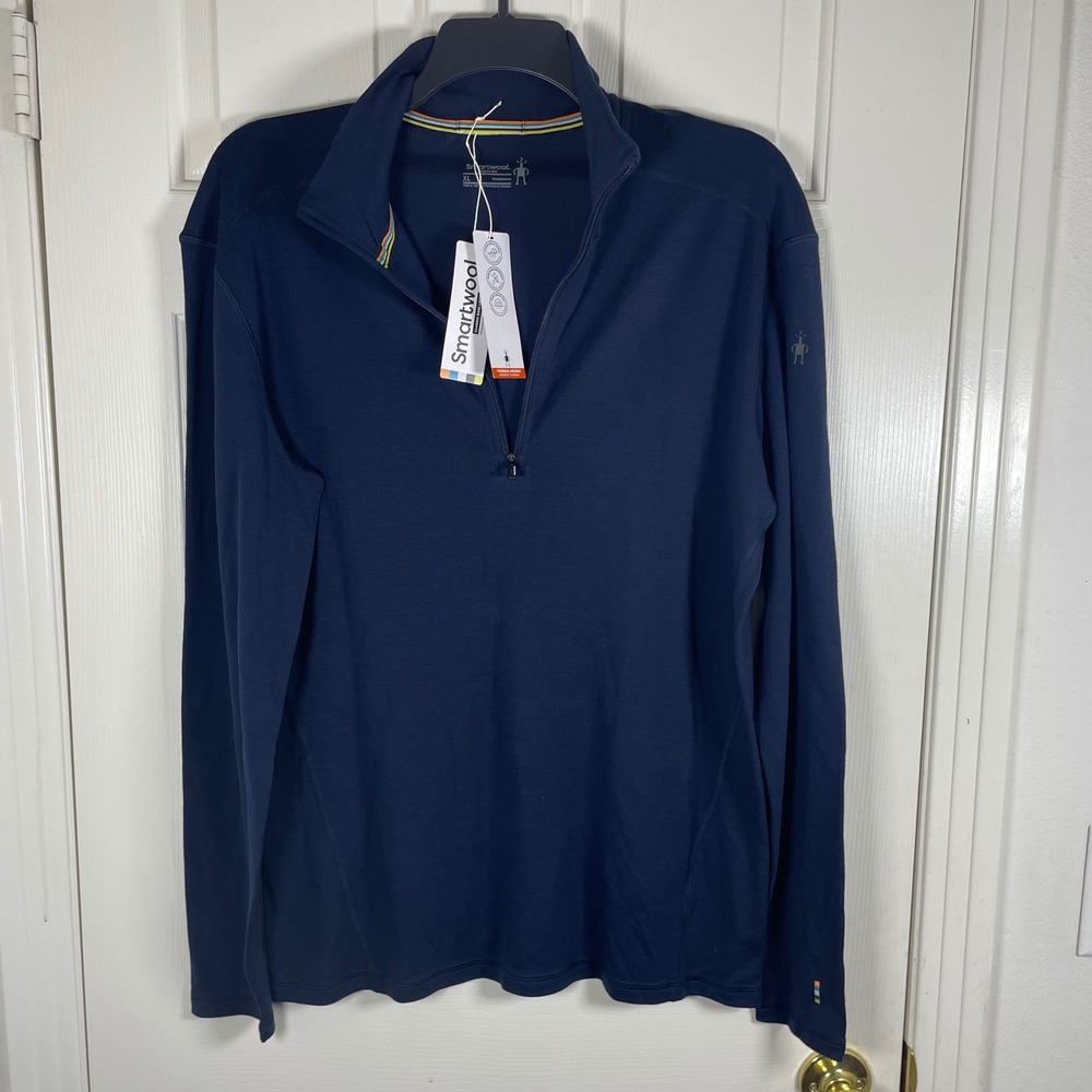 Smartwool Mens Classic Thermal Merino 250 1/4 Zip Deep Navy XL SW016355092 NWT - Picture 2 of 9